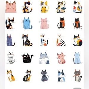 Colorful Cat Cartoon DIY Scrapbook Laptop Gift Wrap Cards Stickers Pack of 25